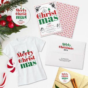 Vintage Christmas elements bold typography Holiday Card