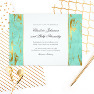 Modern Elegance Mint and Gold Wedding Invitation