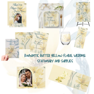 Pale Butter Yellow Soft Blue Floral Wedding Save The Date