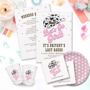 Pink Cowgirl Nashville Let's Go Girls Bachelorette Invitation