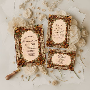 Autumn Woodland Botanical Quinceañera Save The Date