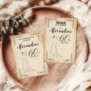 Vintage Elegant Dress 60th Surprise Birthday Party Invitation