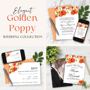 Summer Golden Poppy Wedding Invitation