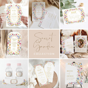 Colourful Wildflower Spring Meadow Save the Date Announcement Postcard