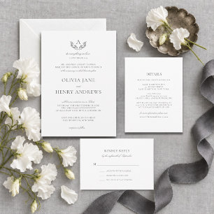 Olivia Elegant Grey Monogram Christian Wedding Invitation