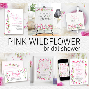 Love is in Bloom Pink Wildflower Bridal Shower Invitation