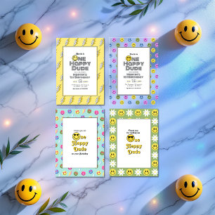 "One Happy Dude!" Retro Smile Face 1st Birthday Acrylic Invitations