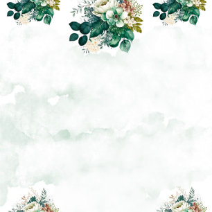 Emerald Green Cream Florals Wedding Celebration Invitation