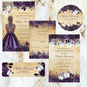 Rustic Vintage Purple Floral Butterfly  Return Address Label