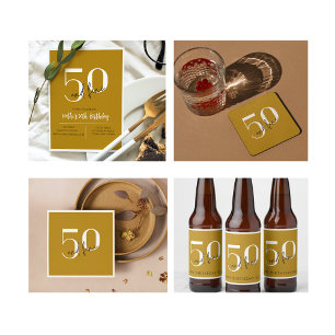Elegant Gold   50th Birthday Paper Napkin