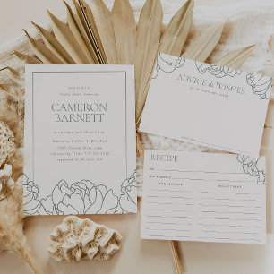 Peony Garden Dusty Sage Green Floral Bridal Shower Invitation