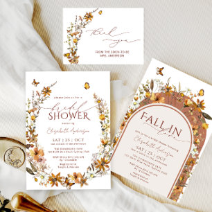 Fall In Love Boho Rustic Wildflowers Bridal Shower Invitation