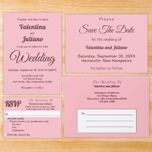 Pink Plain Text Wedding Envelope