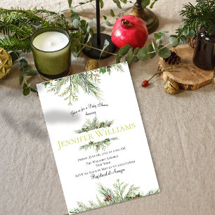 Winter Wonderland Frame Wreath Berry Bridal Shower Invitation