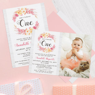Shabby Chic Rustic One First Birthday Invitation