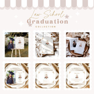Photo blush Pink Floral Law School Graduation Invitation