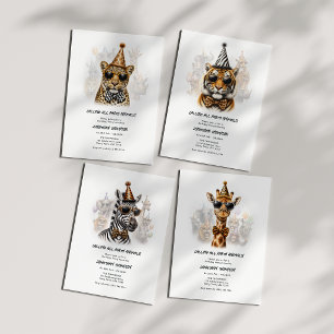 Party Animals Funny Tiger Kids Birthday Party Invitation