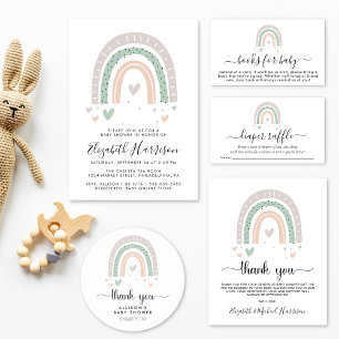 Boho Rainbow Drive By Baby Shower Invitation