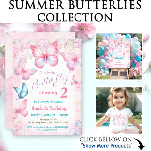 Butterfly Pink Purple Summer Birthday Name Text Wrapping Paper