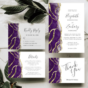 Purple Ink Gold Wedding Thank You Card