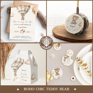 Boho Bear Air Balloon Baby Shower Enclosure Card