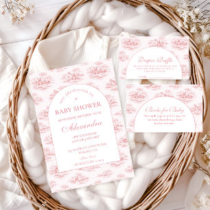 Luxury Blush Toile Baby Shower Invitation