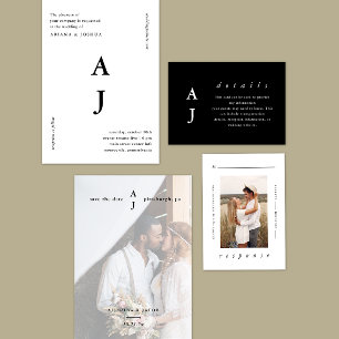 Minimal Monogram Golden Brown Wedding Invitation