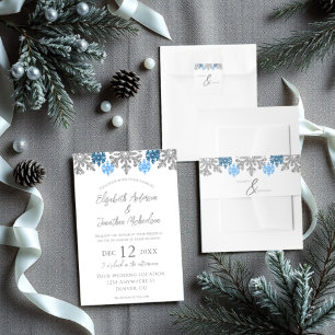 Silver Blue Snowflakes Winter Wedding Square Sticker