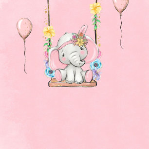 It's a Girl Cute Elephant Girl Baby Shower Invitation