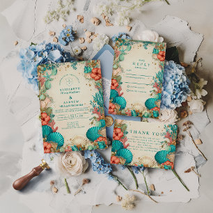 Coastal Seashell Wedding Invitation