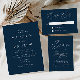 Modern Elegant Navy We Do Wedding Invitation