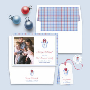 Chic Christmas Ginger Jar Monogram Return Address Classic Round Sticker