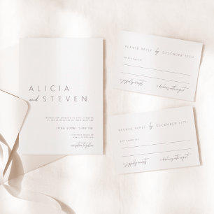 Elegant Minimalist White Modern Wedding Invitation