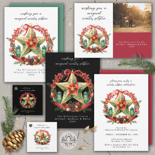 Winter Solstice Wreath Star Holiday Christmas Yule Favour Tags