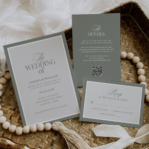 Classic Luxe   Elegant Sage Green Wedding Invitation