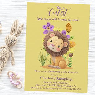 Lion Cub Baby Shower on Azure Invitation