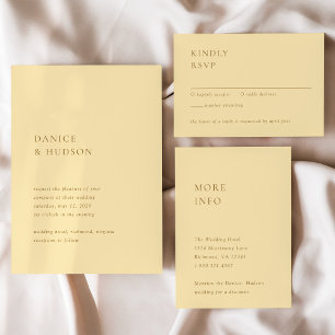 Minimalist Butter Yellow Modern Wedding Enclosure Card
