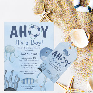 Ahoy It's a Boy Ocean Animals Coastal Baby Shower Invitation
