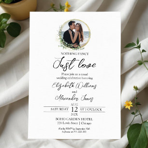 Nothing Fancy Just Love Greenery Photo Wedding Invitation