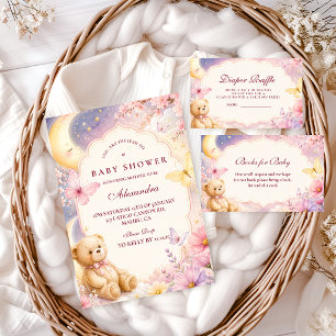 Celestial Bear Moon Stars Baby Shower Invitation