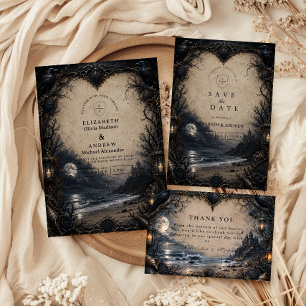 Dark Beach Goth Wedding Save The Date