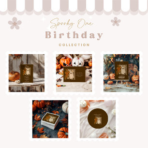 Rustic Floral Checkerboard Ghost 1st Birthday Invitation