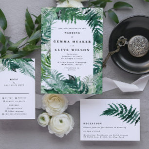 Editable Modern Leafy Greenery Watercolor Wedding Invitation