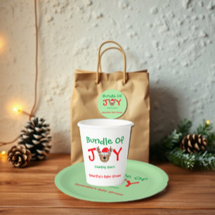 Bundle of Joy Christmas Baby Shower Classic Round Sticker
