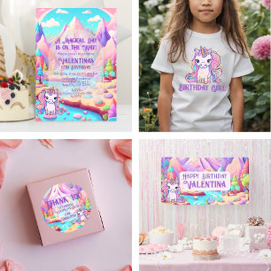 Colourful Magical Cute Unicorn Birthday Thank You Classic Round Sticker
