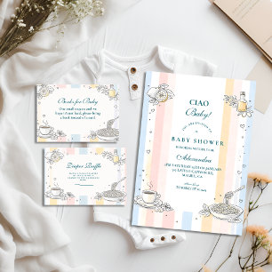 Italian Café Doodle Baby Shower Invitation