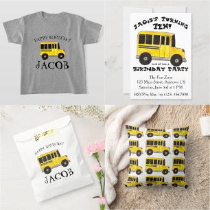 Big Yellow School Bus Child Birthday Party Invitation