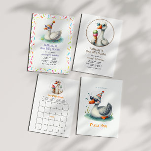 One Silly Goose Translucent First Birthday Party Vellum Invitations