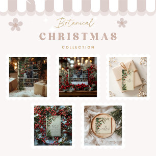 Rustic Holly Berry Christmas Invitation