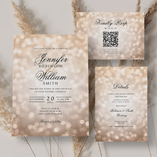 Elegant Script Wedding Rose Gold Bokeh Lights Save The Date